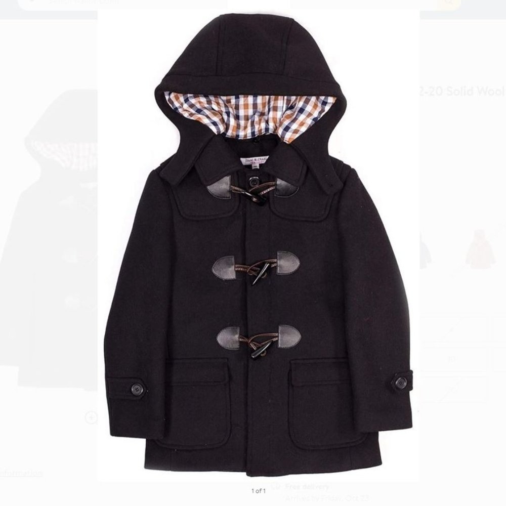 Isaac Mizrahi Boy's Solid Wool Coat Removable Hood